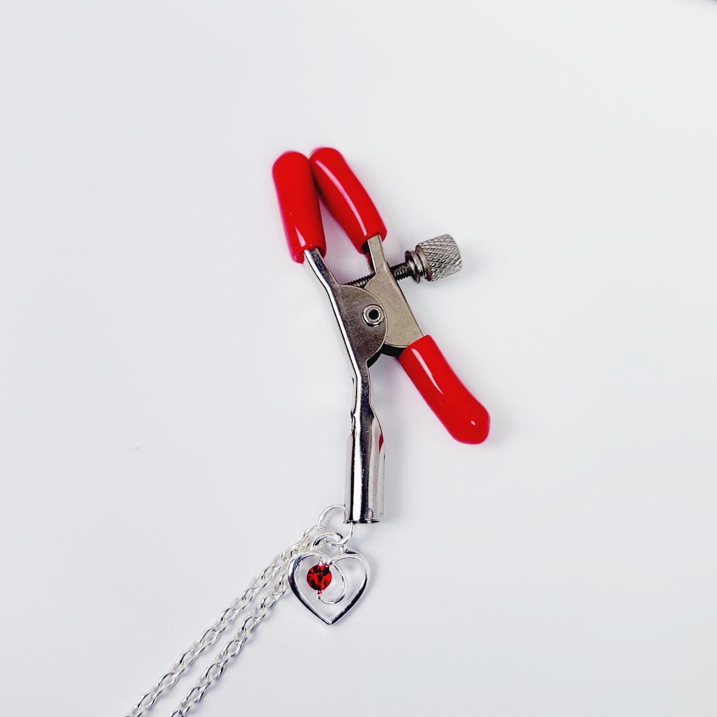 Adjustable Nipple Clamps With Chain Attached Hearts