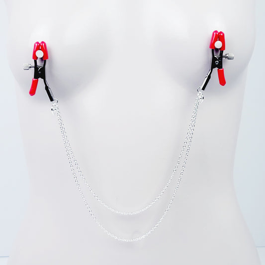 Adjustable Nipple Clamps With Chain Attached Hearts