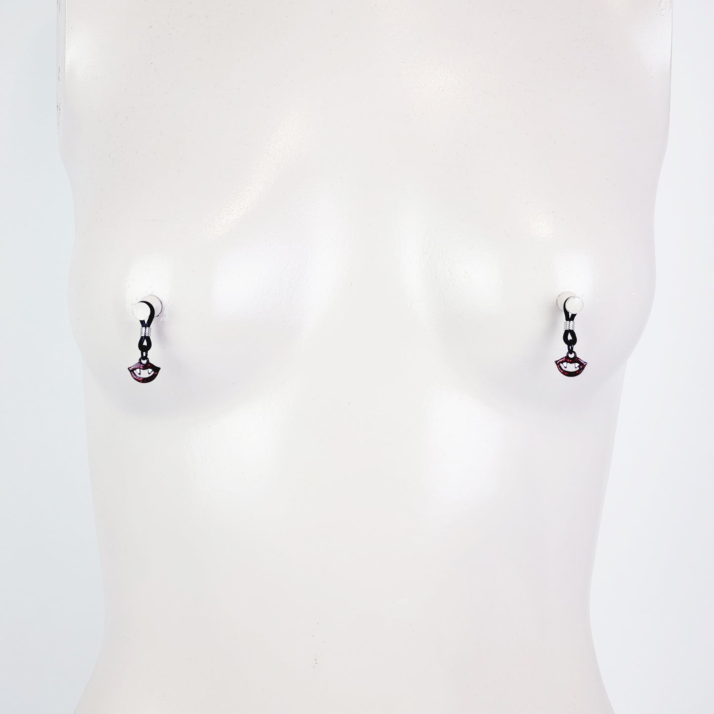 Small Black Nipple Nooses with Vampire Lips