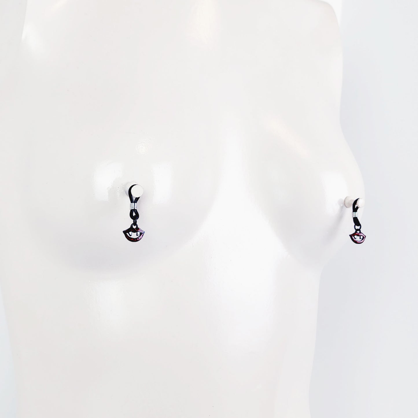 Small Black Nipple Nooses with Vampire Lips