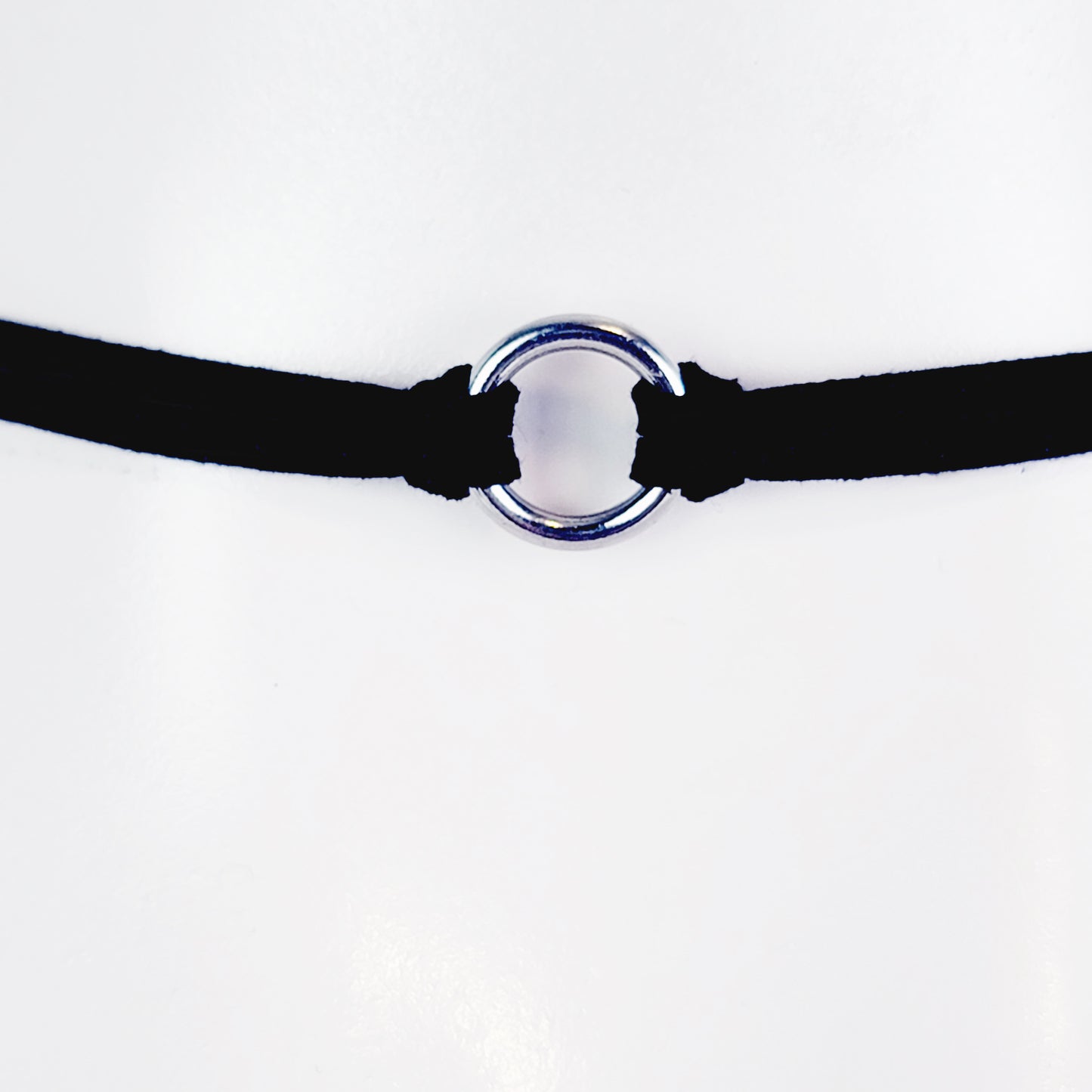 Stainless Steel Faux Leather Circle of O Choker, Discreet Day Collar for BDSM Submissive