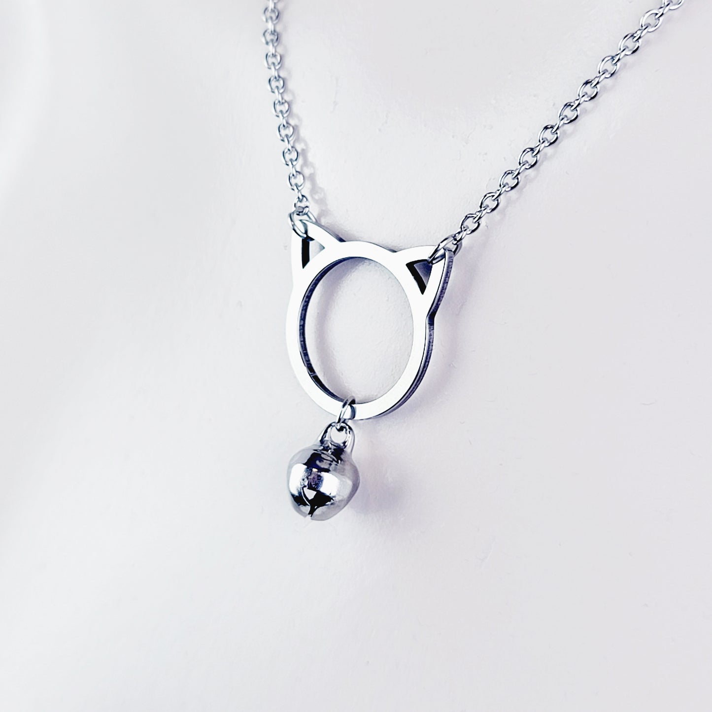 Discreet Day Collar. Stainless Steel Kitten with Bell. BDSM