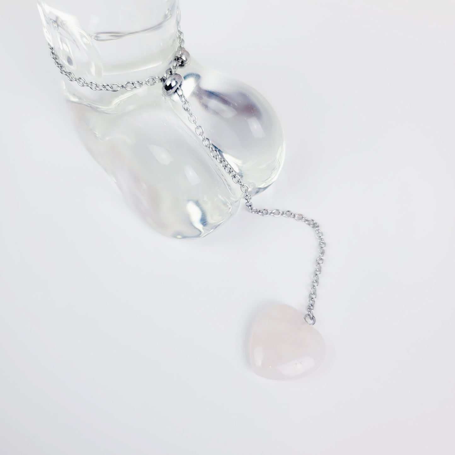 Crystal Heart Penis Chain Dangle. Choose Amethyst or Rose Quartz Crystal.