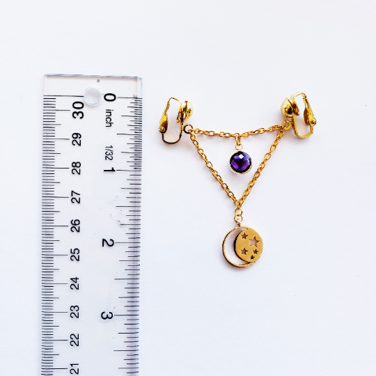 Labia Chain Dangle with Moon and Stars. Non Piercing Vaginal Jewelry.