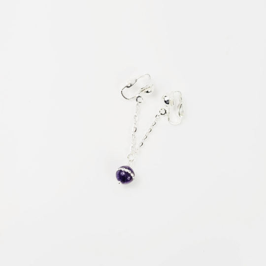 Labia Chain Dangle with Sparkling Amethyst Stone Bead. Non Piercing. BDSM