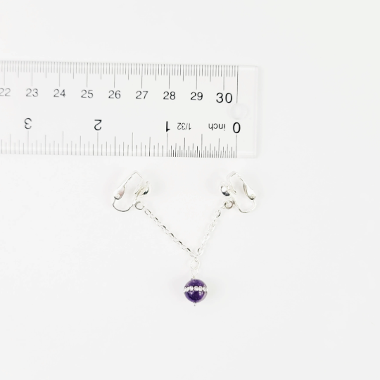 Labia Chain Dangle with Sparkling Amethyst Stone Bead. Non Piercing. BDSM