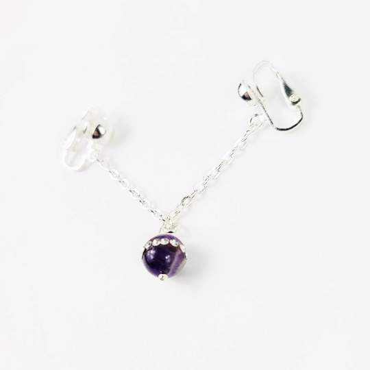 Labia Chain Dangle with Sparkling Amethyst Stone Bead. Non Piercing. BDSM