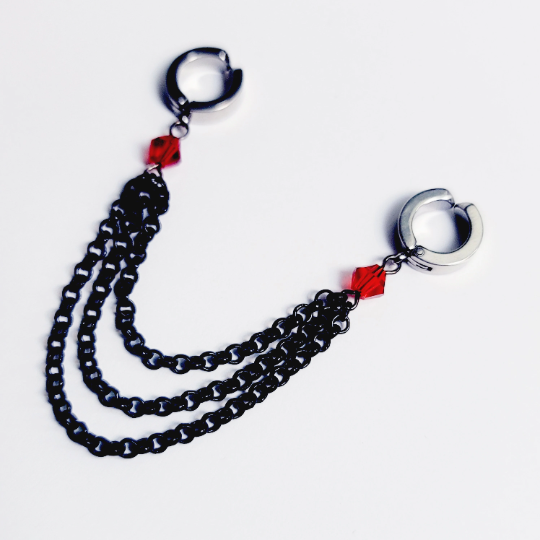 Labia Chain Dangle, Non Piercing, with Red Crystals. Intimate Body Jewelry. BDSM