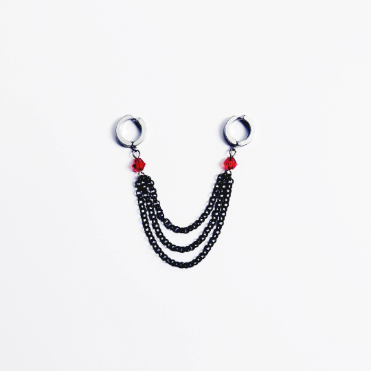 Labia Chain Dangle, Non Piercing, with Red Crystals. Intimate Body Jewelry. BDSM