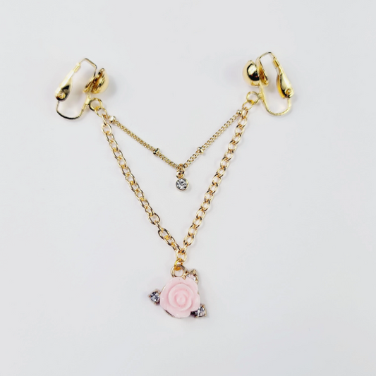 Non Piercing Labia Chain Dangle with Rose and Clear Gems. Erotic Intimate Body Jewelry, Hotwife, Lifestyle, BDSM