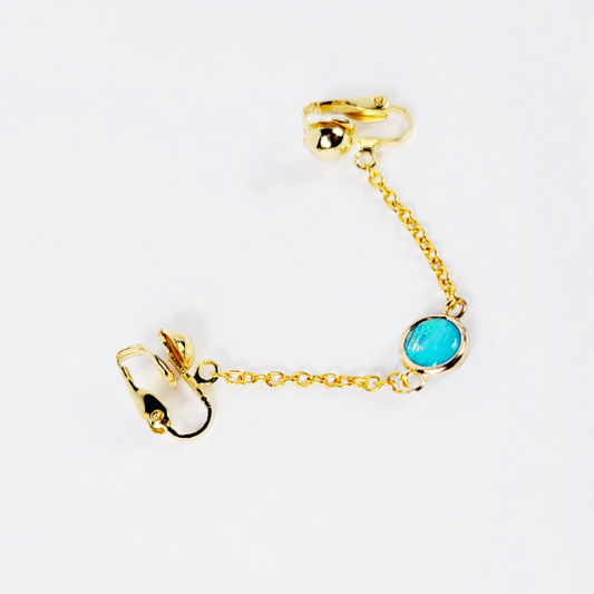 Gold with Teal Pendant, Labia Chain Dangle