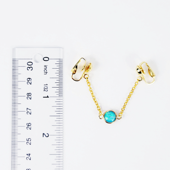 Gold with Teal Pendant, Labia Chain Dangle