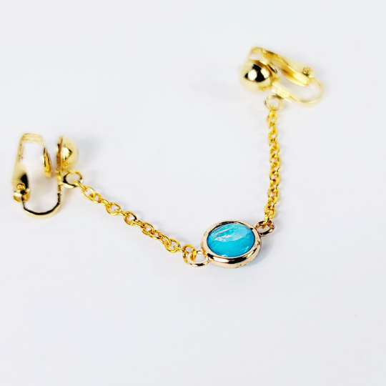 Gold with Teal Pendant, Labia Chain Dangle