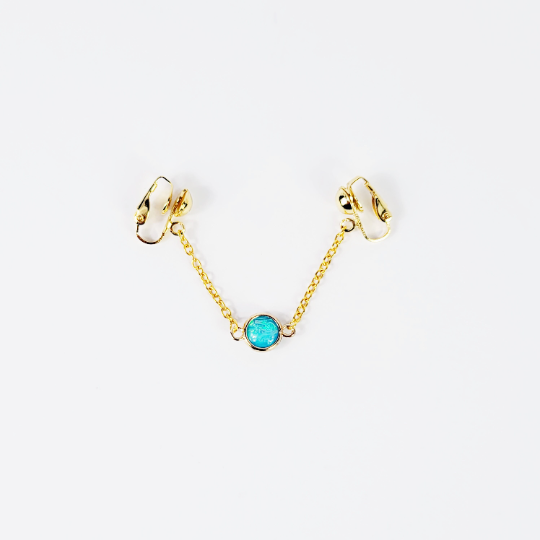 Gold with Teal Pendant, Labia Chain Dangle