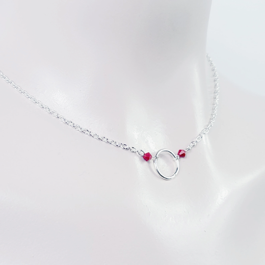 Discreet Day Collar Circle of O Necklace with Crystals. BDSM Submissive.