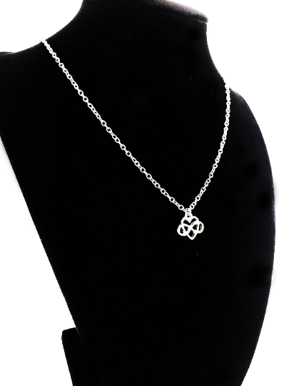 Infinity Heart Polyamory symbol on silver chain necklace. Adult, BDSM, Poly