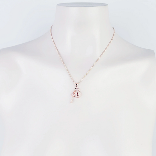 Rose Gold Lock & Key Necklace. Discreet Day Collar for BDSM Submissive
