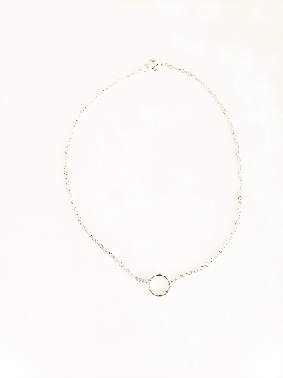 Silver circle necklace. Discreet day collar. Minimalist. Infinity circle. BDSM circle of O ring, Submissive