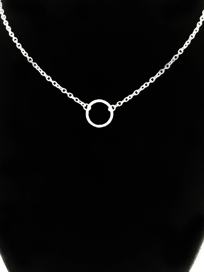 Silver circle necklace. Discreet day collar. Minimalist. Infinity circle. BDSM circle of O ring, Submissive