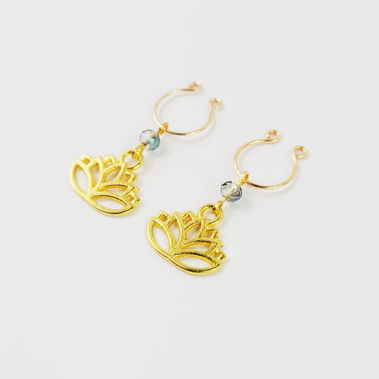 Non Piercing Gold Lotus Flower Nipple Rings. Not Pierced, Fake Piercings, BDSM