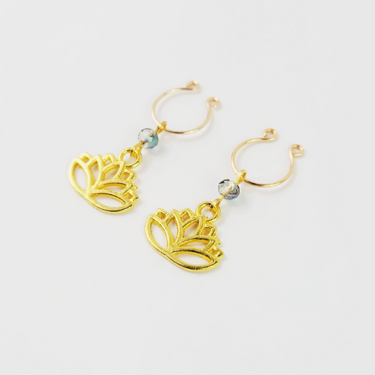 Non Piercing Gold Lotus Flower Nipple Rings. Not Pierced, Fake Piercings, BDSM