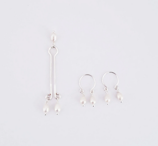 Pearl Nipple Rings and Labia Clip Set, Non Piercing Intimate Jewelry