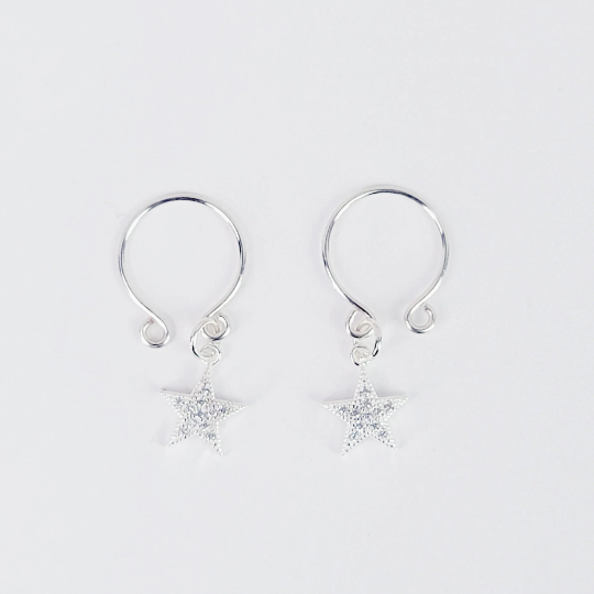 Non Piercing Sterling Silver Star Nipple Rings. Fake Nipple Rings, Not Pierced, Intimate Body Jewelry