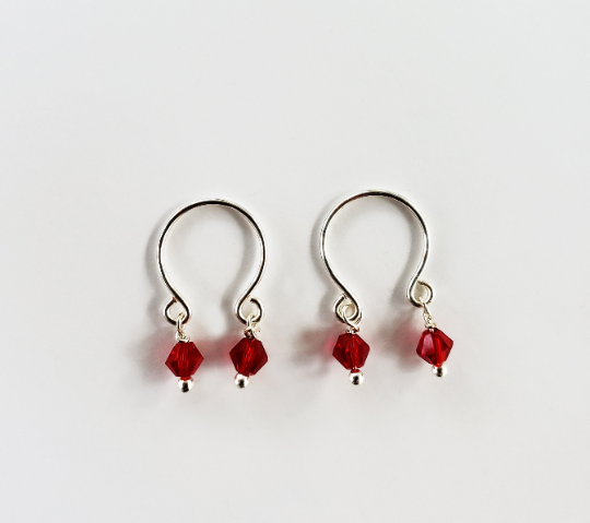 Non Piercing Nipple Rings with Red Crystals. Intimate Body Jewelry,DDLG, Submissive, BDSM