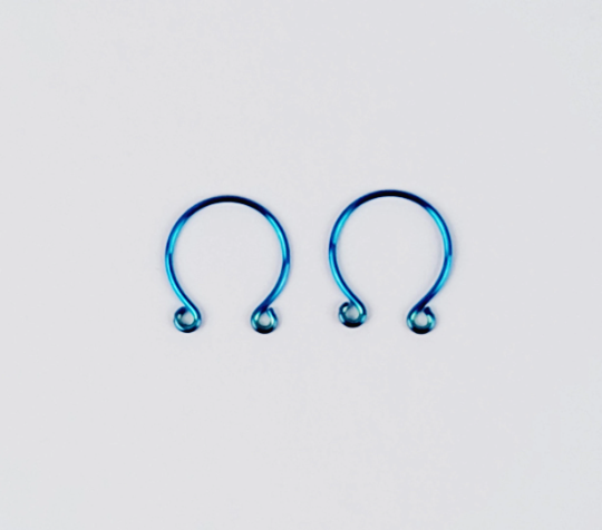 Non Piercing Nipple Rings, Blue Niobium. Hypoallergenic. Not Pierced.