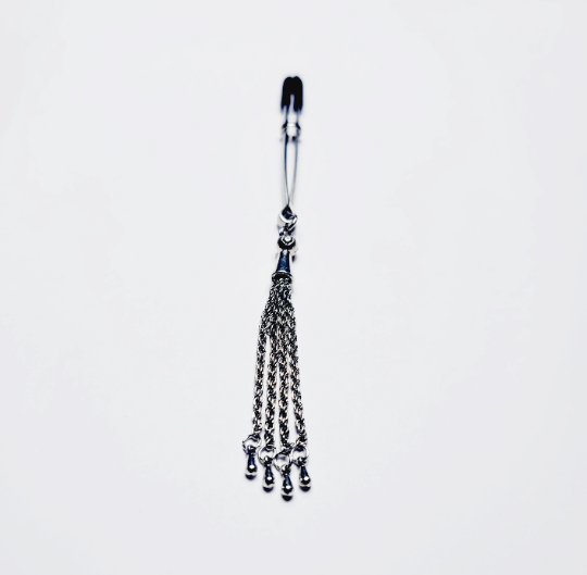 Tweezer Clit Clamp with Chain Tassel. BDSM Clitoral Clamp.