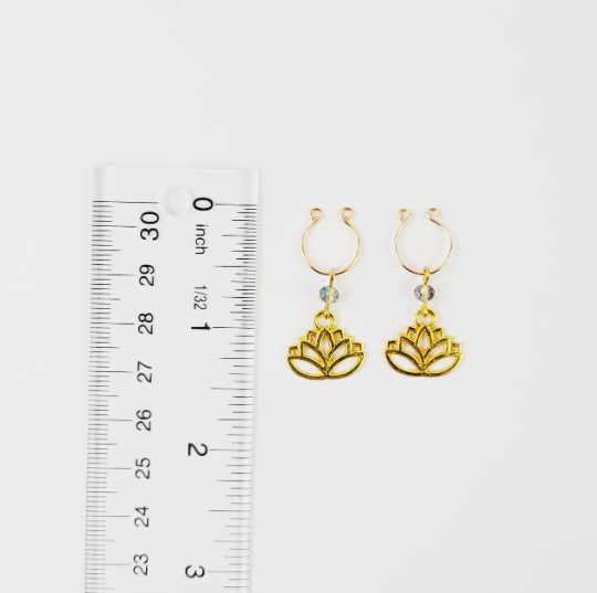 Non Piercing Gold Lotus Flower Nipple Rings. Not Pierced, Fake Piercings, BDSM