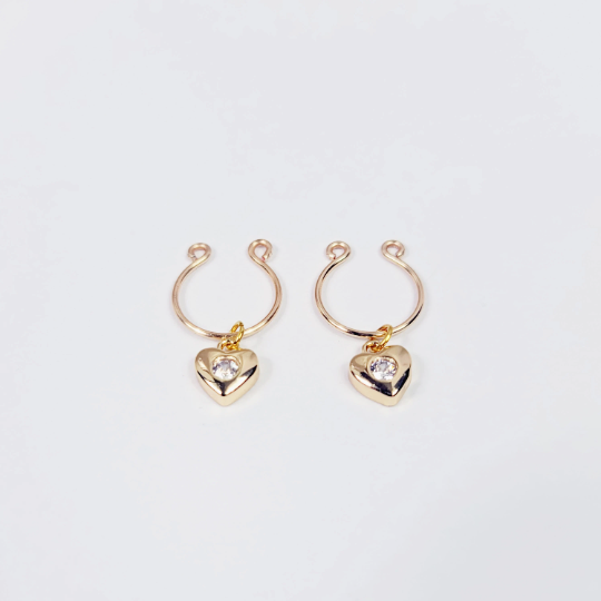 Gold Nipple Rings with Sparkling 18K Gold Hearts, Non Piercing.