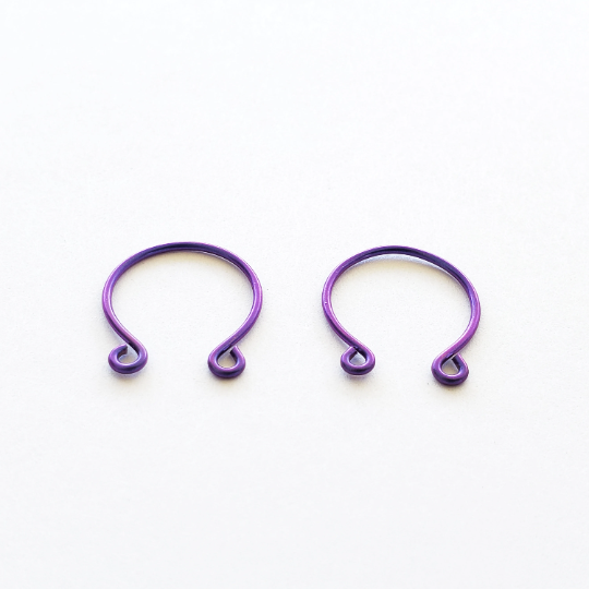 Non Piercing Niobium Purple Nipple Rings. Hypoallergenic.