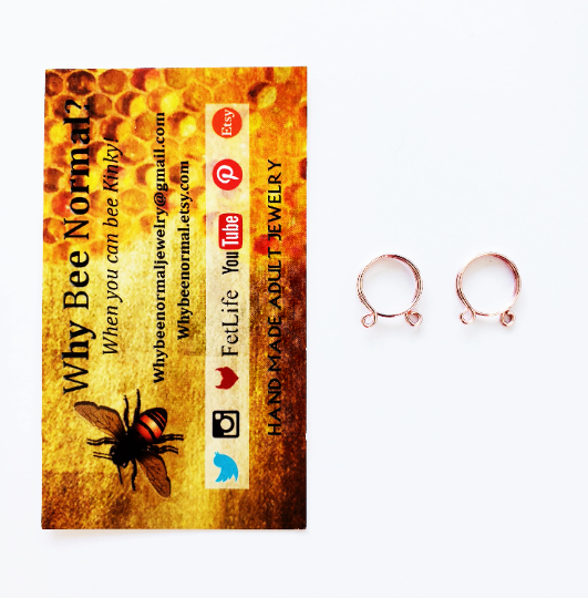 Rose Gold Nipple Rings Non Piercing, Set of 2. Fake Piercings , Intimate Jewelry, Kink, Fetish , adjustable nipple rings, BDSM