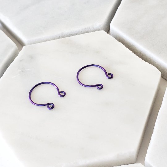 Non Piercing Niobium Purple Nipple Rings. Hypoallergenic.