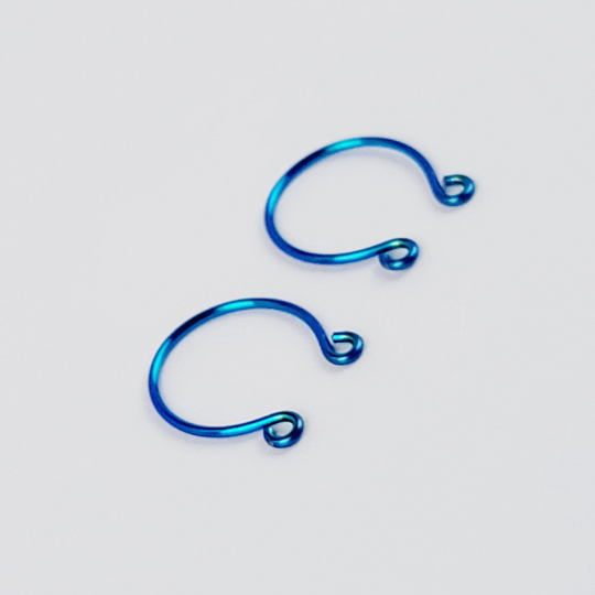 Non Piercing Nipple Rings, Blue Niobium. Hypoallergenic. Not Pierced.