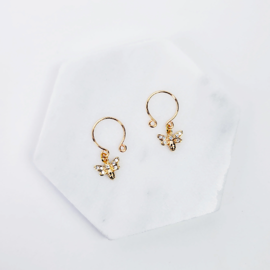 18K Gold Bee Non-Piercing Nipple Rings