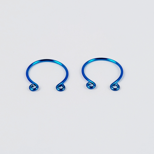 Non Piercing Nipple Rings, Blue Niobium. Hypoallergenic. Not Pierced.