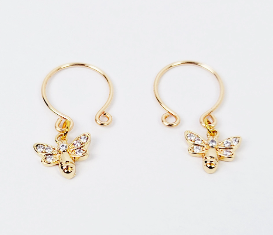 18K Gold Bee Non-Piercing Nipple Rings