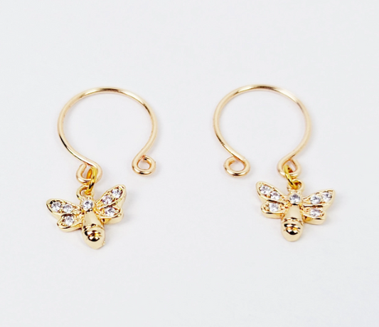 18K Gold Bee Non-Piercing Nipple Rings