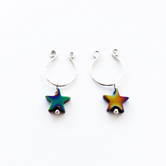 Non Piercing Nipple Rings with Metallic Star. Submissive, DDLG, Fake Nipple Piercings, BDSM