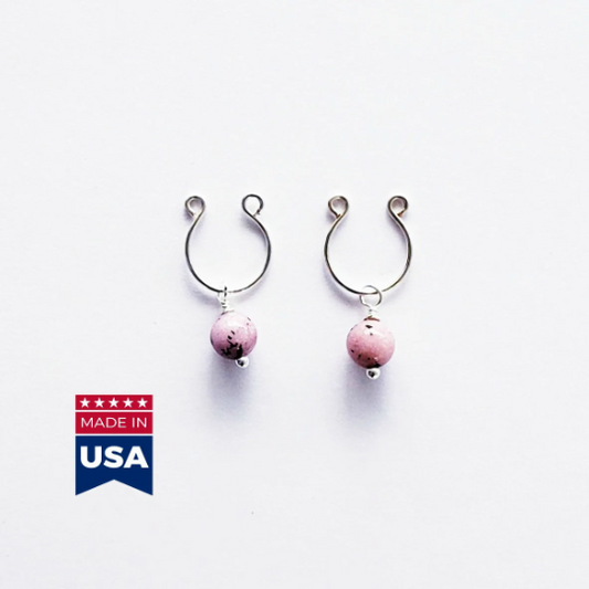 Nipple Rings Non Piercing With Pink Stone Beads. Not Pierced. BDSM Toy