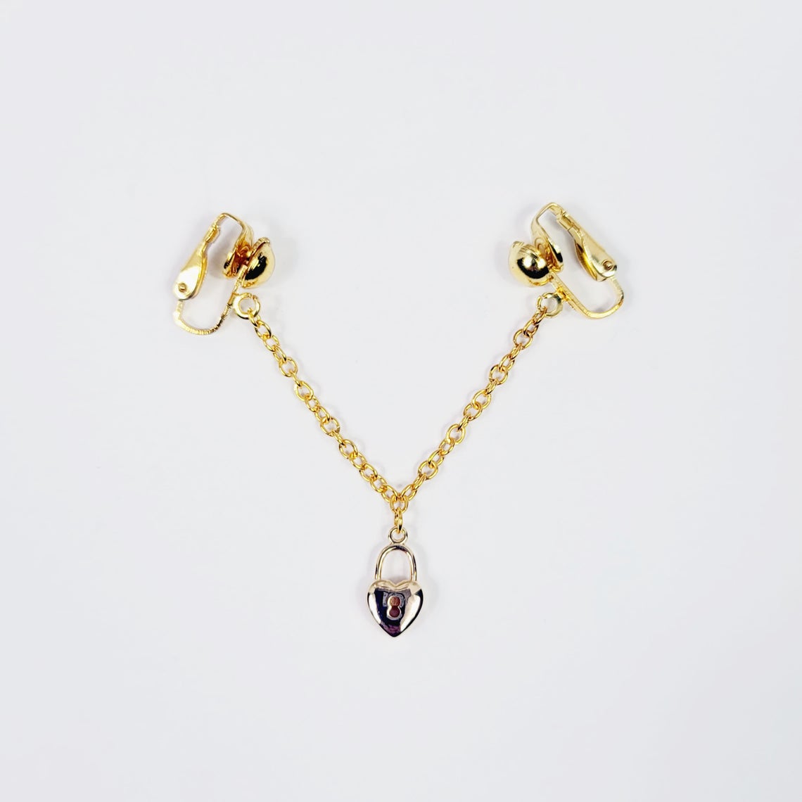 Gold Heart Lock Labia Chain Dangle