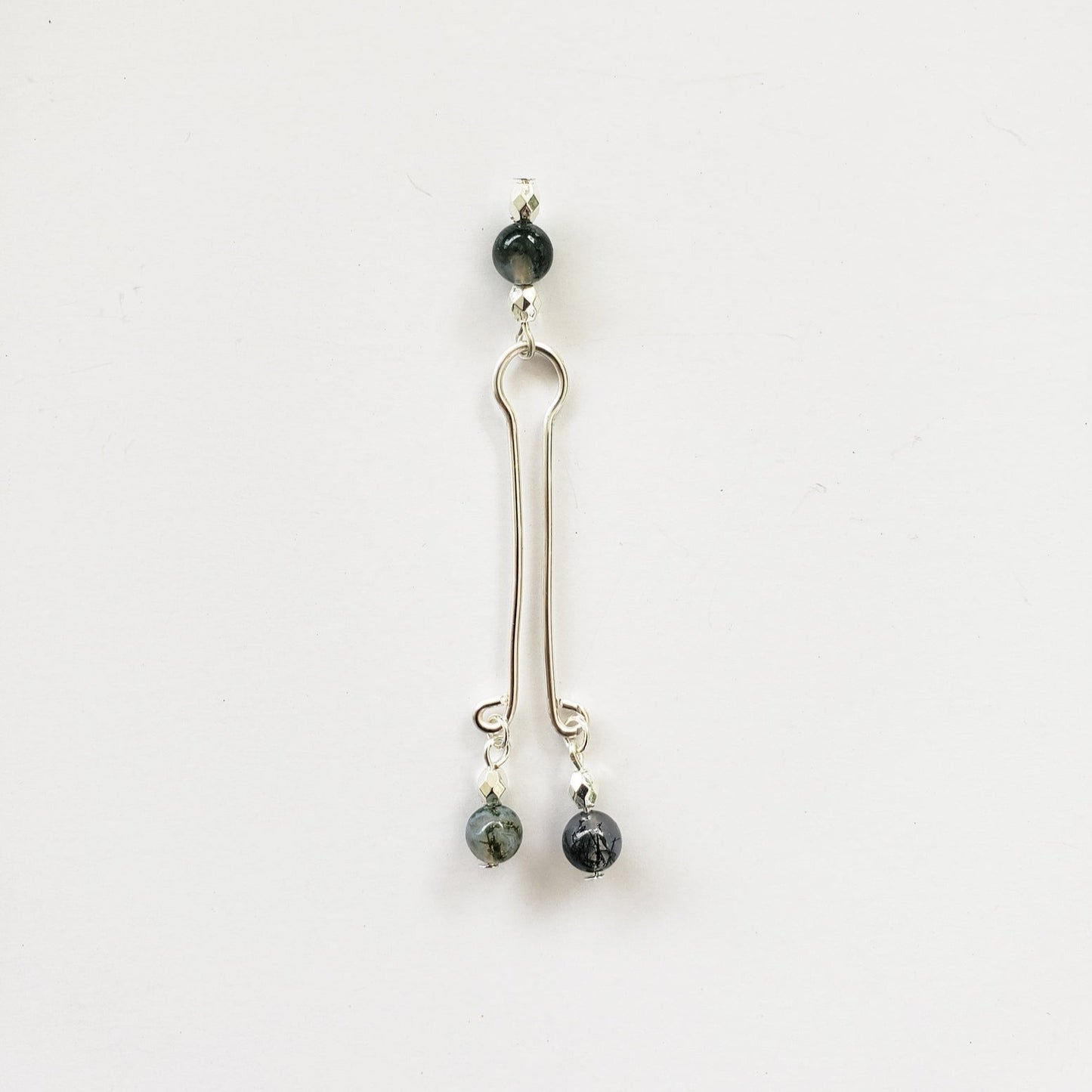 Silver Labia Clip with Green Jasper Beads