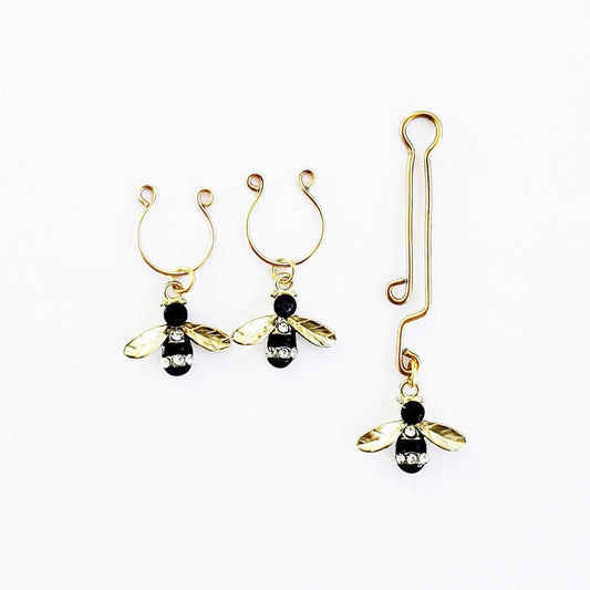 Non Piercing Nipple Rings and Clitoral/Labia Clip Set with Bees