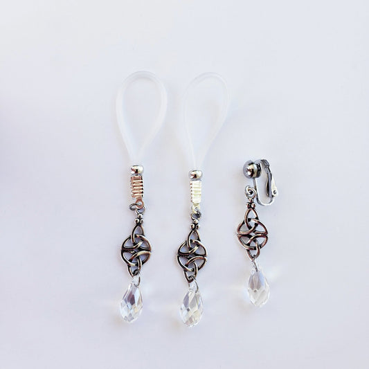Crystal Celtic and Knot Crystal Set, Nipple Dangles and VCH Clip