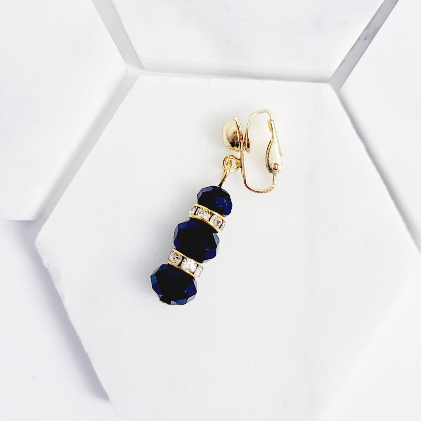 Gold and Black Crystal Bead VCH Clip