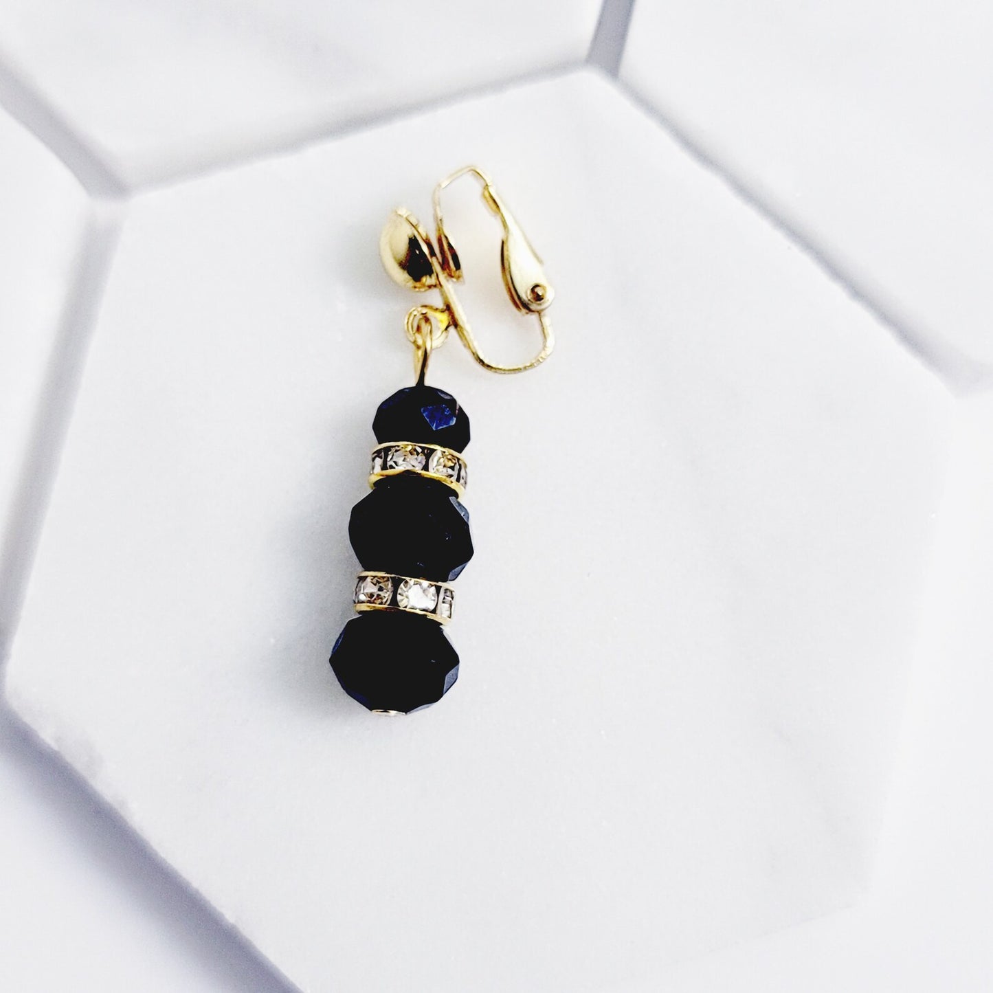 Gold and Black Crystal Bead VCH Clip