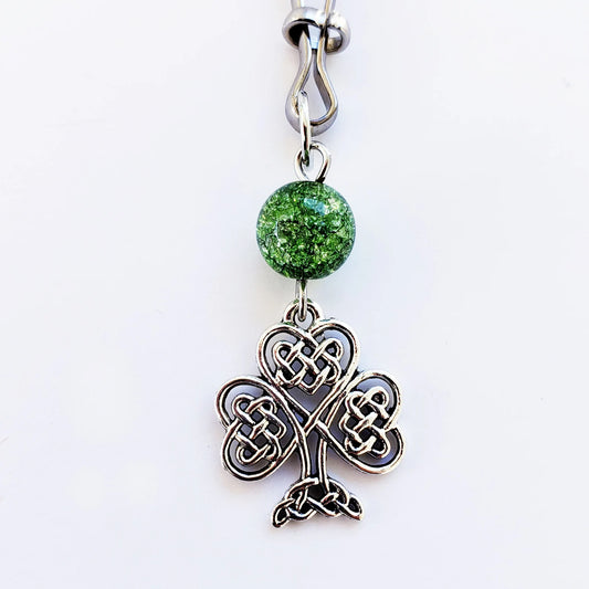 Celtic Shamrock and Green Crackle Quartz Tweezer Clitoral Clamp