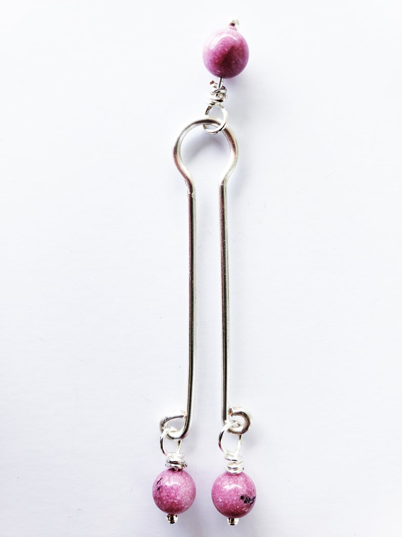Silver Clit Clamp/Labia Clip with Pink Rhodonite